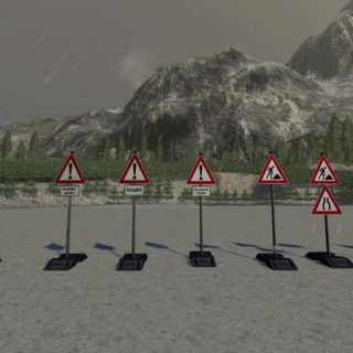 Mod Construction Site Signs Pack Portable V Farming Simulator